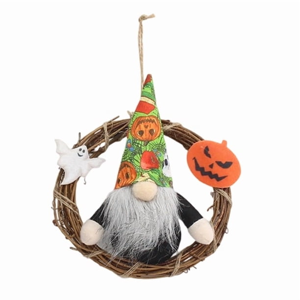 Corona de Halloween y Navidad para el hogar, muñeca sin cara para colgar en la puerta o la pared, decoración para fiestas en el salón