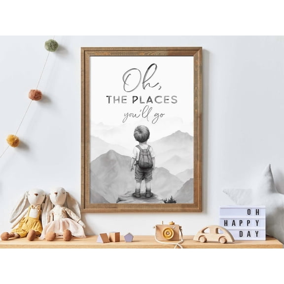 Oh The Places You'Ll Go, Nursery Quote Print Boy, Boy Adventure Nursery, Nursery Nature Decor, Boy Room Wall Art, Nursery Wall Art Wall Art, Modern Wall Decor, 8x12 UNFRAMED