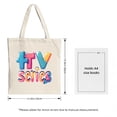 thumbnail image 3 of Colorful TTV Tote Bag - Vibrant blue pink yellow letters with gradient ' Series ' in pink blue orange Perfect for shopping & travel, 3 of 4
