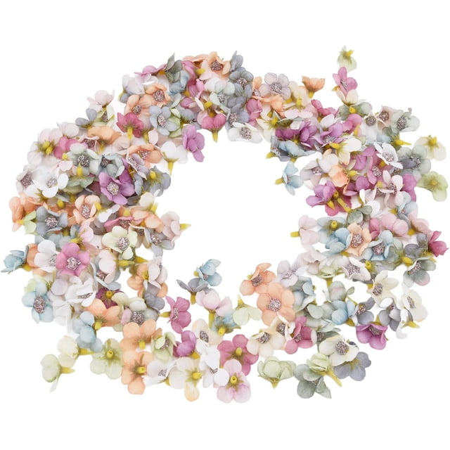 200 Piezas de Mini Cabezas de Flores Falsas, Flor de Seda Multicolor Falsa, Tela Artificial Peonía Margarita Rosa Ciruela para Decoración de Boda, Artesanía Colorida para Fiesta