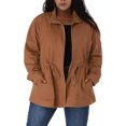 thumbnail image 1 of Women's Plus Size Stand Collar Drawstring Utility Jacket Brick Red 2X, 1 of 6