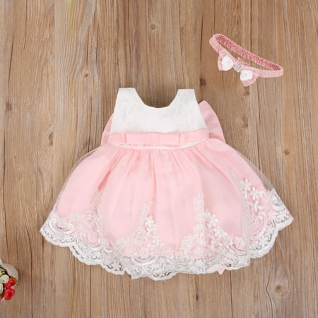 

Nokiwiqis 2pcs Newborn Lace Princess Tutu Dress + Headband Outfits 0-24M
