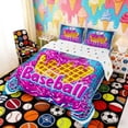 thumbnail image 3 of Erosebridal Neon Grid Baseball Full Size Comforter Sets, Cute Sport Bedding Sets for Girls, Polka Dots Reversible 3 Pieces, 1 Comforter and 2 Pillowcases, 3 of 6