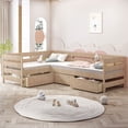 thumbnail image 6 of Duxelifin L-Shaped Platform Bed Frame, Twin Size with Three Drawers and Guardrail, Natural, 6 of 10