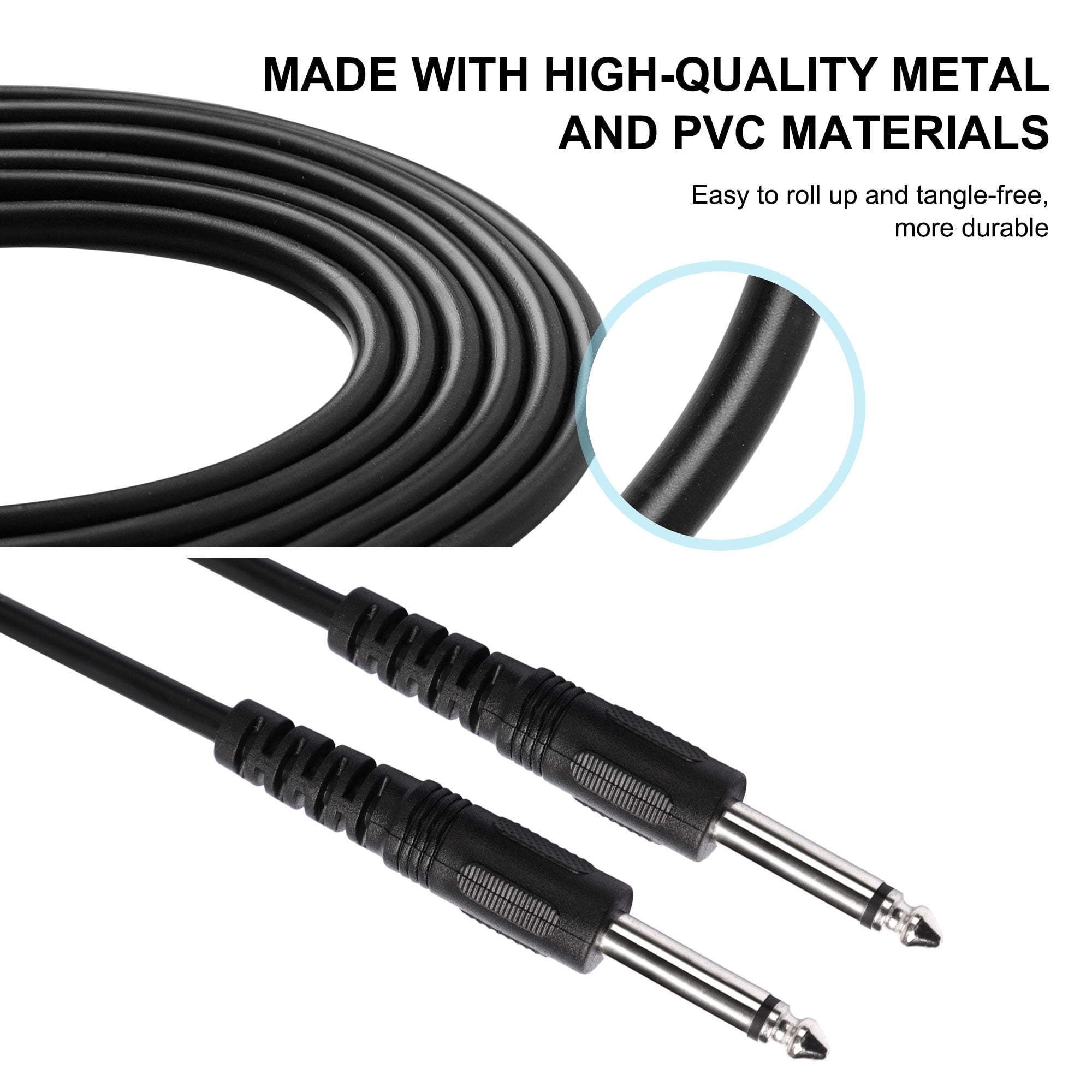 Unique Bargains 1/4 Inch 10ft Black Straight Guitar Cable Electric for Pro Audio Amplifier