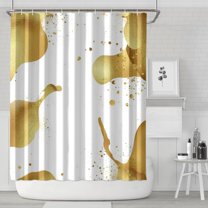 White Gold Splash Pattern Shower Curtain 72"x84" ,Bathroom Decorative Shower Curtains Set with 12 Hooks,Modern Waterproof Washable Shower Curtain