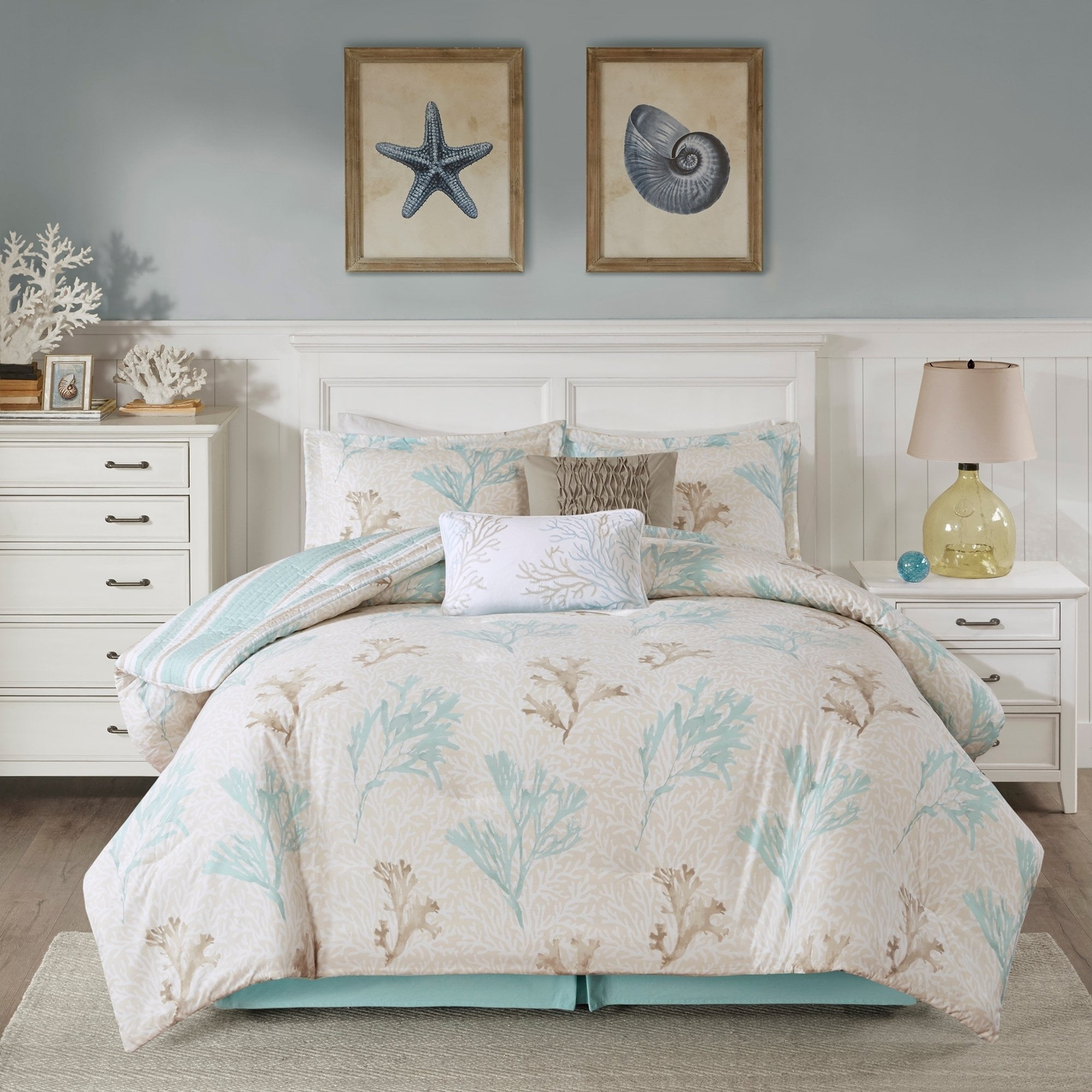 Harbor House Ocean Reef Seafoam Green 6 Piece Quilted Reversible