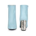 thumbnail image 5 of BLISSFUL STEP Glitter Heel Zipper Block Heels Ankle Boots for Women Sky Blue 11, 5 of 6