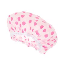 Unique Bargains 1 Pc Reusable Dots Single Layer Shower Cap for Shower Pink PEVA