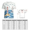 thumbnail image 2 of Lighthouse Sailboat Ocean Waves Seagulls T Shirts Basic T-Shirt Short Sleeve Ladies Tee Shirt Summer Graphic Clothing, 2 of 7