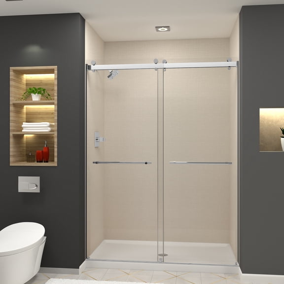 Transolid BYPT608010C-BP-PC 80" High X 60" Wide Bypass Frameless Shower Door - Chrome