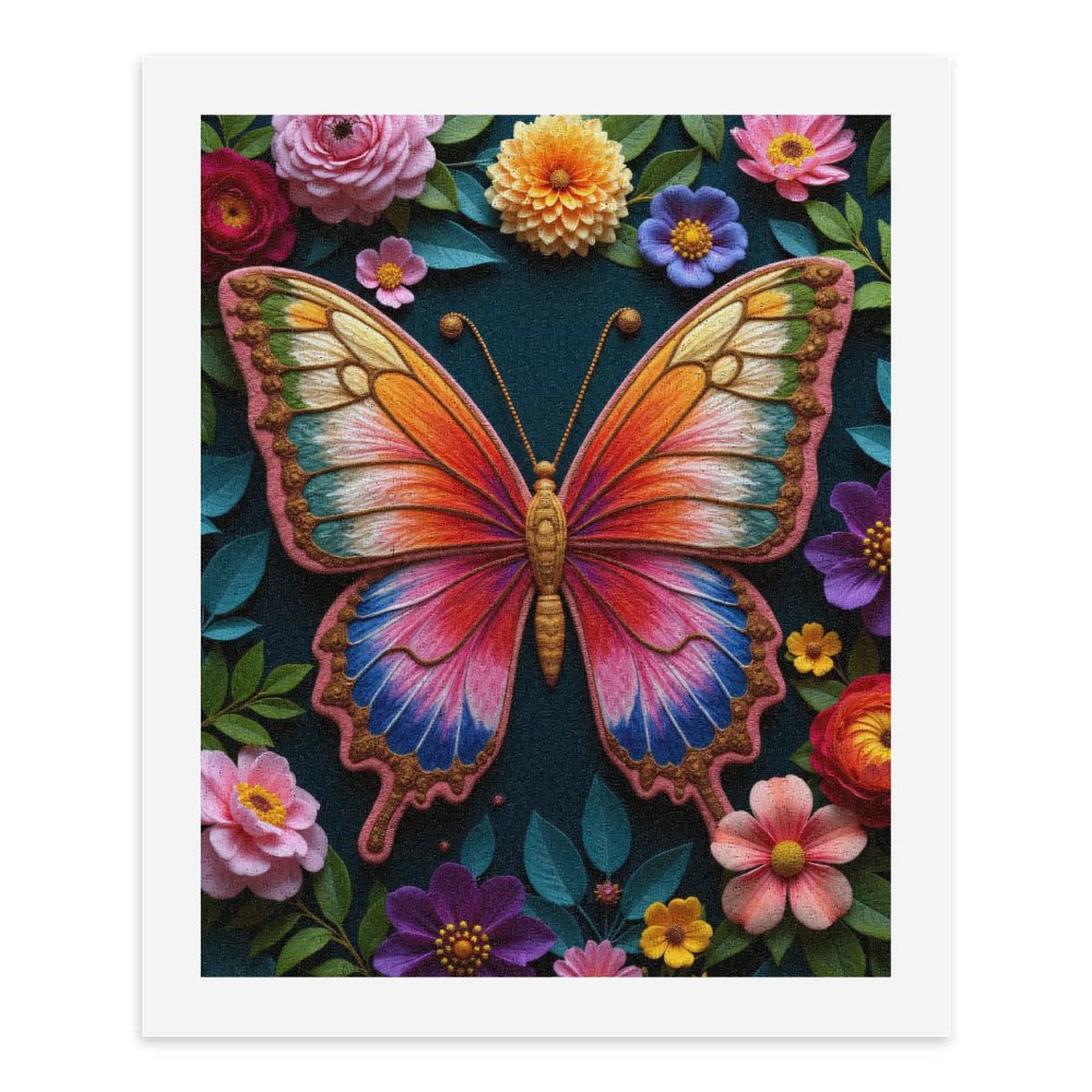 Paint By Numbers Kit for Adults Beginner - Colorful Butterfly Floral Nature Art DIY Canvas Painting Kits for Adults, Frameless Paint By Number for Adults for Home Wall Decor 16x20 Inch