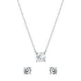 thumbnail image 4 of Brilliance Women's Sterling Silver Cubic Zirconia Solitaire Pendant And Stud Earring Set, 18", 4 of 4