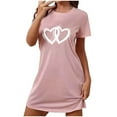 thumbnail image 2 of Taqqpue Women's Nightgowns Short Sleeve Crewneck Sleepshirts Sleepwear Casual Heart Print Pajama Dress Valentines Gifts, 2 of 6
