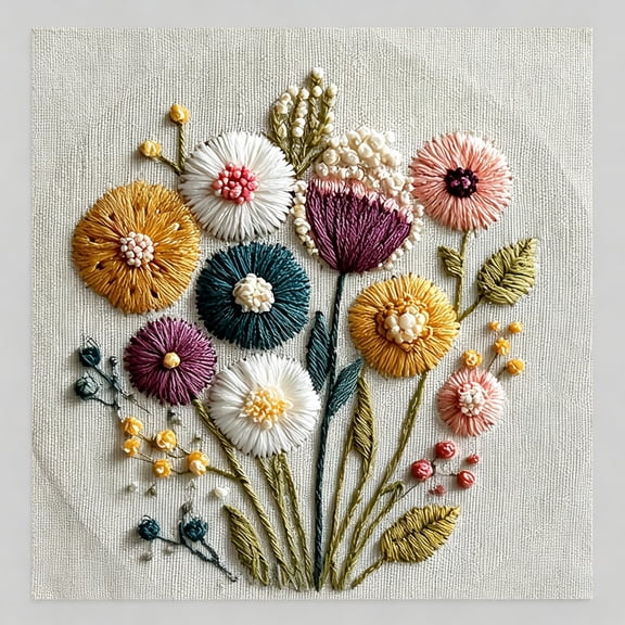 TUWAFE Embroidery Kit for Beginners and Adults,Diy Hand Embroidery Starter Kit with Cute Pattern,Cross Stitch Needlepoint Set with Hoop,Threads and Instructions (Flower)