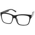 thumbnail image 2 of sunglassLA Unisex Casual Bold Square Clear Lens Horn Rimmed Eyeglasses 53mm (Shiny Black / Clear) - 53mm, 2 of 4