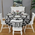 thumbnail image 2 of Black White Tie Dye Mandala Pattern Round Tablecloth 60"x60",Wrinkle Wipeable Table Cloth for Kitchen Dining Room Picnic Patio Party, 2 of 6
