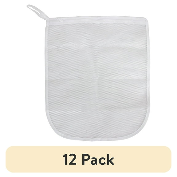 (12 pack) Mainstays White Mesh Delicates Wash Bag with Zipper Closure, 15" x 18"