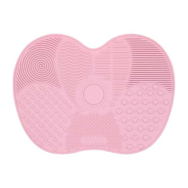 Almohadilla limpiadora para brochas de maquillaje, herramienta de limpieza con almohadilla de fregado, brocha de maquillaje de silicona Rosa
