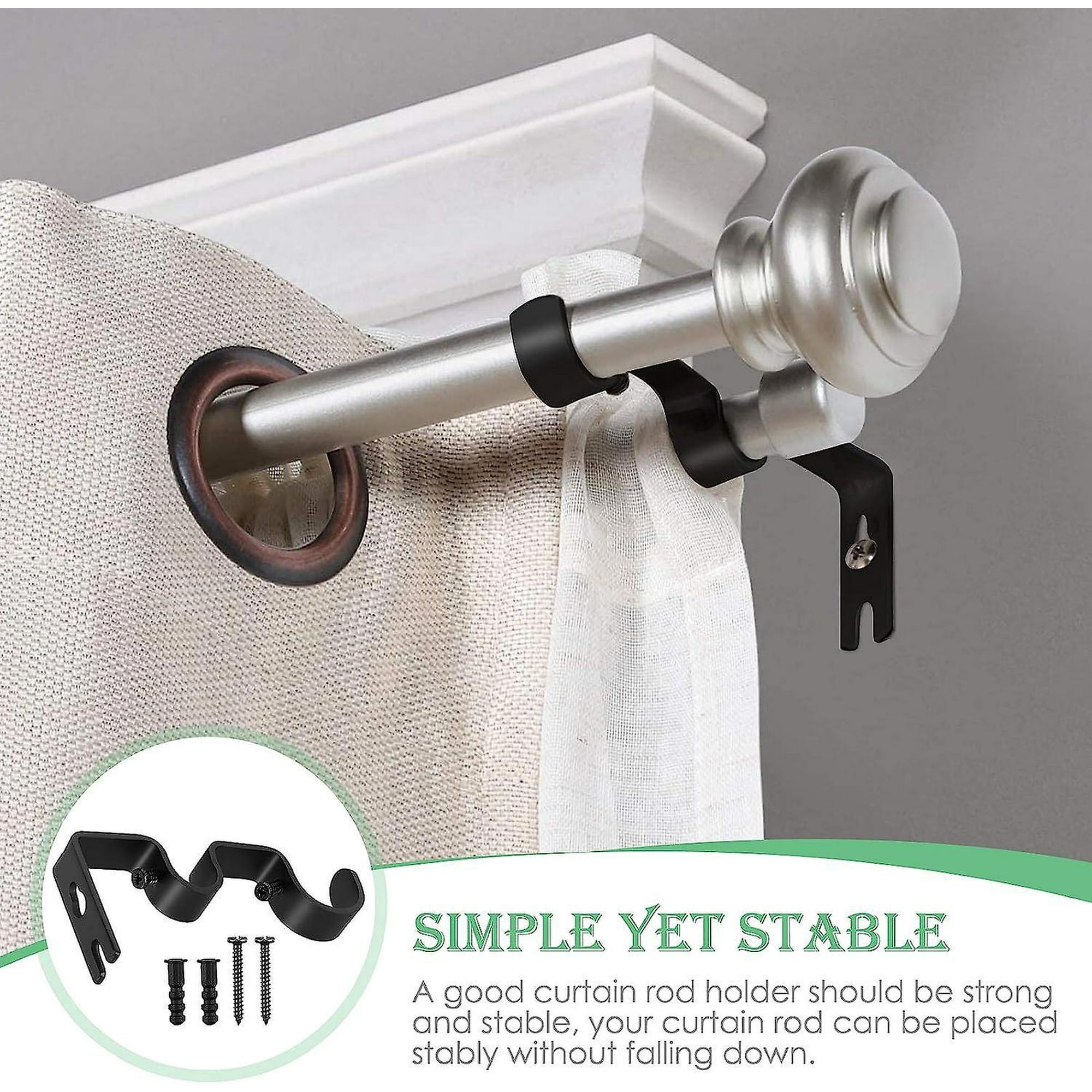 Support universel long pour barre à rideau double - Lot de 4 - supports