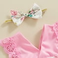 thumbnail image 5 of Bagilaanoe Newborn Easter Outfits Baby Girl Rompers Dress Floral Print Fly Sleeve Bodysuits + Headband 3M 6M 12M 18M Infant Patchwork A-line Dresses, 5 of 7