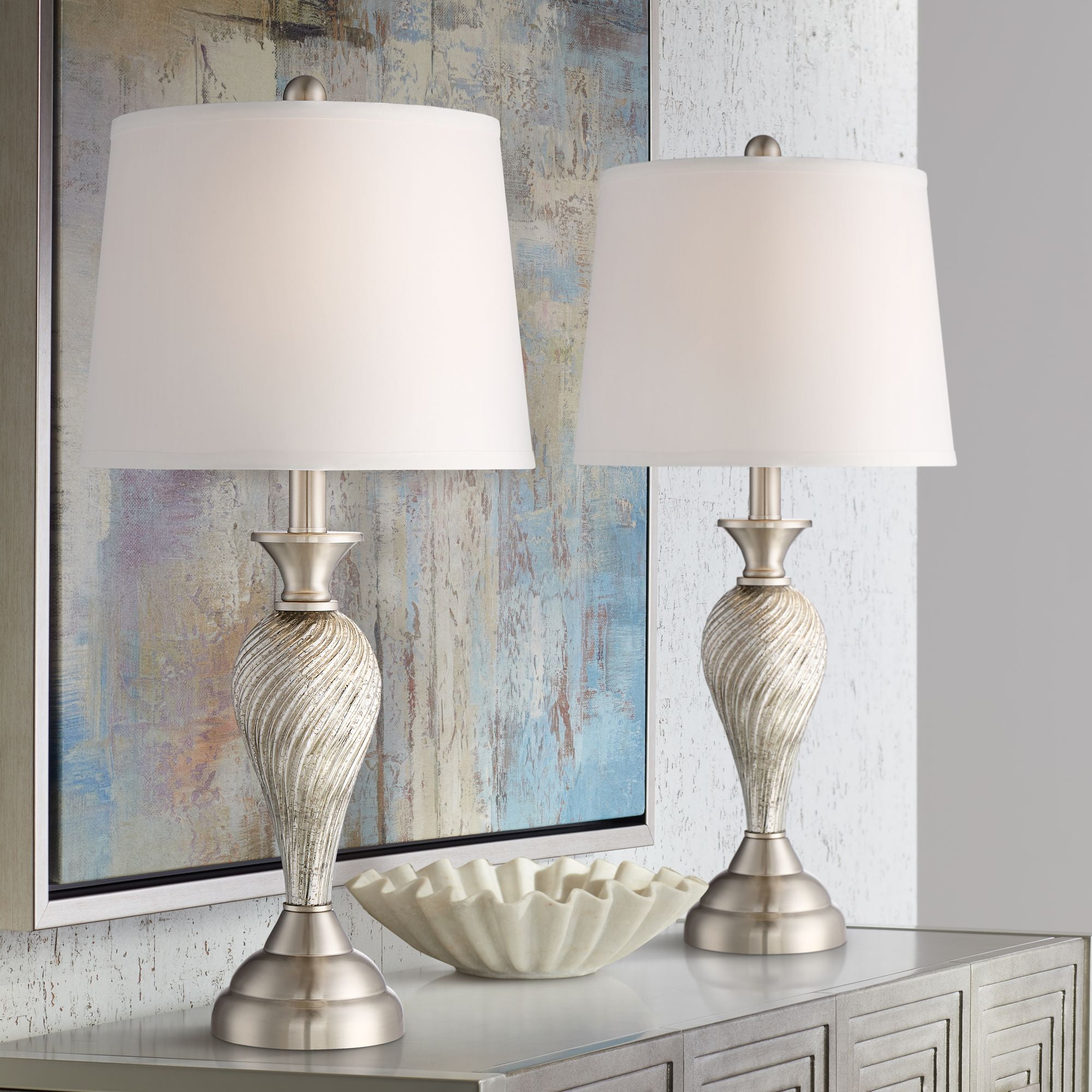 Regency Hill Table Lamps Set Of 2 With, Set Of Two Glass Table Lamps