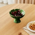 thumbnail image 1 of Ceramic Footed Bowl Countertop Decorative for Living Room Home Decor Kitchen Green, 1 of 8