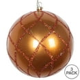 thumbnail image 3 of Vickerman 4.75" Copper Candy Finish Net Ball Ornament with Glitter Accents, 3 per Bag, 3 of 3