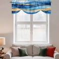 thumbnail image 3 of Blue Marble Tie Up Valances Curtain, Adjustable Kitchen Abstract Ocean Waves Gold Stripes Modern Valances for Windows Decor, Rod Pocket Short Curtains Set for Bedroom/Bathroom, 42"x18", 3 of 9