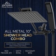 thumbnail image 2 of Exclusive Home Goods All Metal High Pressure Rainfall Shower Head with Handheld Shower Head Combo, 2.5 GPM 10" Matte Black, 2 of 7