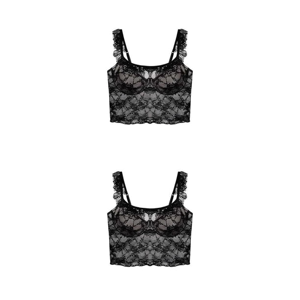 Qarigey Sujetador Sexy, lencería de encaje, ropa de dormir para mujer, hermoso regalo dulce ajustable, tira de mano de obra fina transpirable Type7 NO7