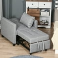 thumbnail image 4 of HOMCOM Convertible Sofa Lounger Chair Bed Multi-Functional Sleeper Recliner with Tufted Upholstered Fabric, Adjustable Angle Backrest, and Pillow, Grey, 4 of 10