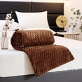 thumbnail image 4 of Honeeladyy Flannel Fleece Throw Blanket, All Season Solid Color Lightweight Super Soft Thickened Multifunctional Cozy Blanket for Bed or Couch, Coffee, 39.37×27.56in, 4 of 6