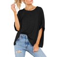thumbnail image 4 of Yindaity Women Oversized T-Shirt Summer Casual Short Sleeve Loose Tee Tops Black,S, 4 of 4