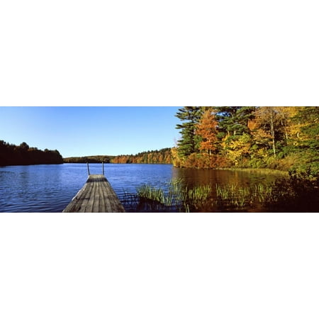 Fall Colors Along a New England Lake, Goshen, Hampshire County, Massachusetts, USA Print Wall
