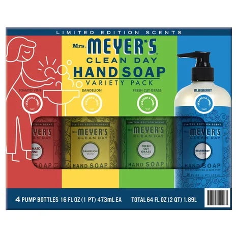 Mrs Meyer's Clean Day Hand Soap, 16 Fluid Ounce (Pack of 4)
