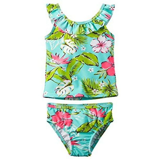 Carter's - Little Girls' Tropical Print 2-pice Ruffle Tankini Swimsuit ...