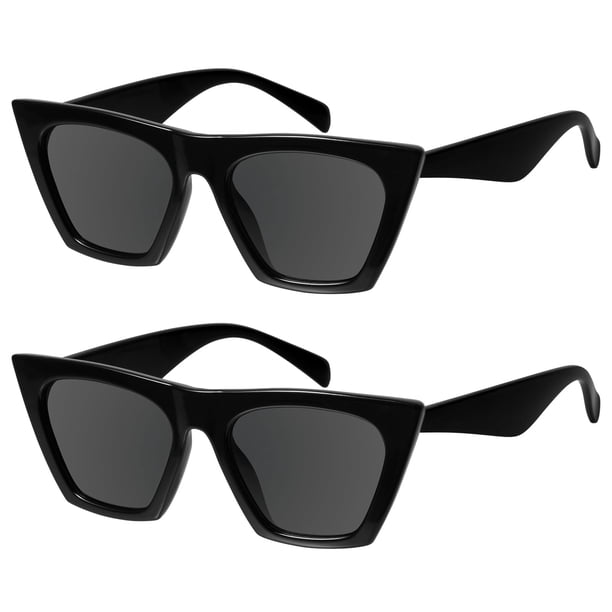 Lentes de Sol Mosanana Ojo de Gato Negros para Mujer UV400 Paquete de 2