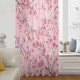 thumbnail image 5 of Spring Peaches Sheer Curtains 45 Inches Long, Botanical Blossom Flowers Branches Light Filering Curtains, Breathable Simi Curtain Privacy Drapes for Kitchen Bathroom Small Window Treatment, 5 of 9