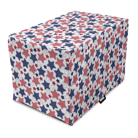 USA Dog Crate Cover Big Star with American Flag Featured Inner Lines Proud Country Design Easy to Use Pet Kennel Cover for Medium Large Dogs 35 x 23 x 27 Indigo Red White by Ambesonne