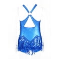 thumbnail image 5 of dPois Girls Halter Neck Sequin Tassel Latin Dance Dress Fringed Bodysuit Salsa Rumba Jazz Ballroom Blue 6, 5 of 7