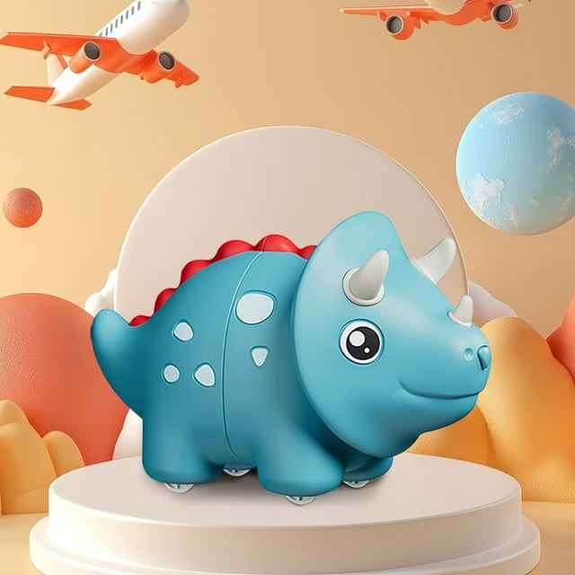 QIPOPIQ Tricératops Télescopique à Impact Inertiel Jouet Parent-Enfant Bleu