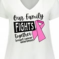 thumbnail image 4 of Inktastic Our Family Fights Together Breast Cancer Awareness Women's Plus Size V-Neck T-Shirt, 4 of 5