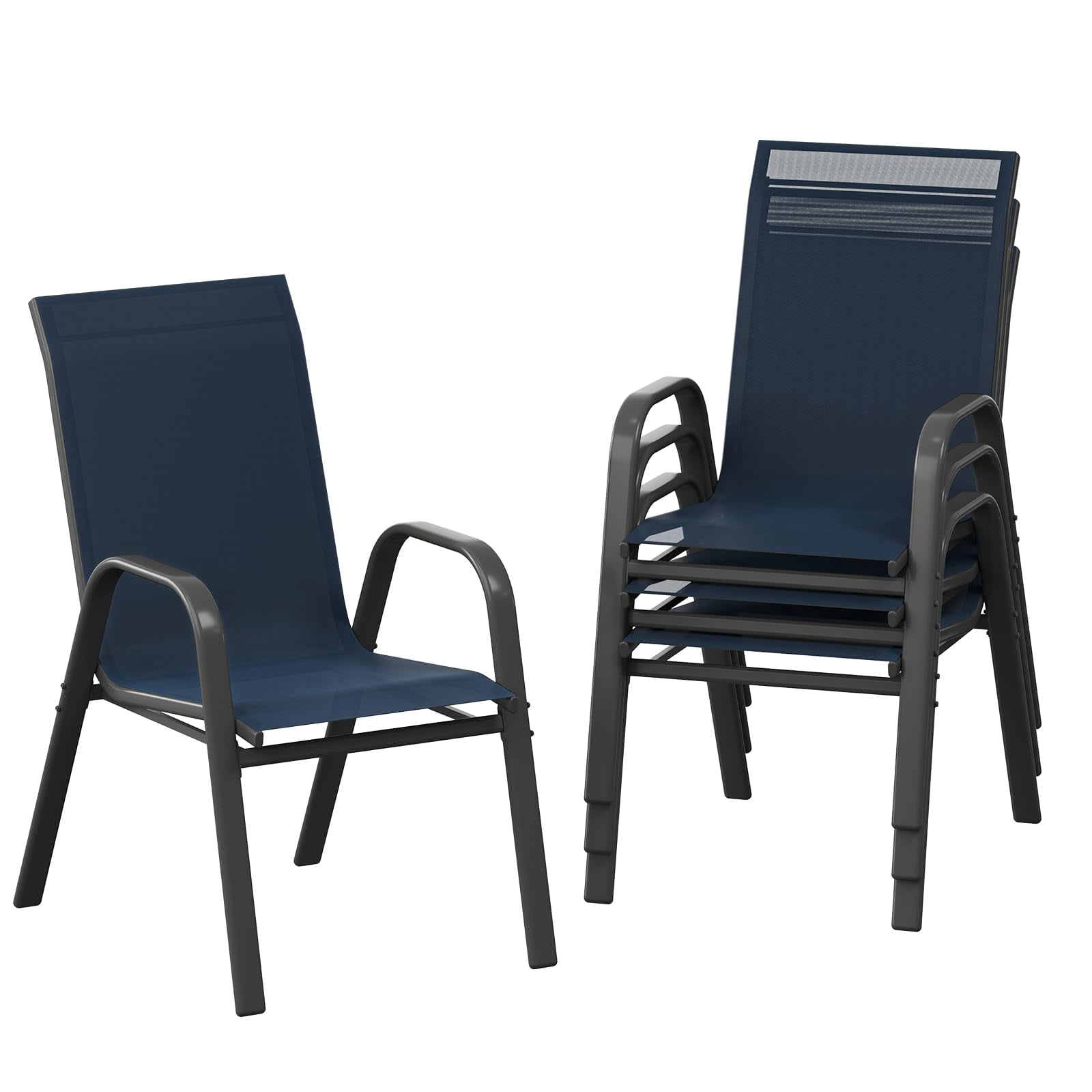 Patio Chairs Set of 4, Outdoor Dining Chairs with Textilene Fabric, All ...