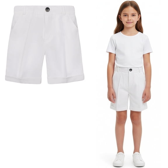 Boy Uniform Shorts Stretch Flat Front Preppy School Shorts Tween White Pants Back To School Clothes 12-13 Years