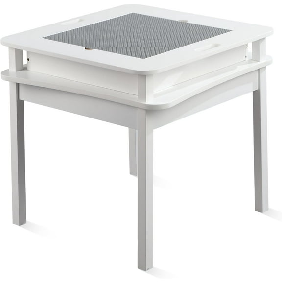 JOYMOR Kids Activity Table,Detachable 2 in 1 Block Table with Storage, Kids Building Block Table Suitable for Boys and Girls, Gray & White