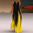 thumbnail image 2 of B91xZ Robe de Plage Femmes Décontractée en Vrac à Manches Courtes Robe Longue Split Maxi Robe d'Été d'Hiver avec Poches, Jaune XL, 2 of 5