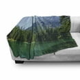 thumbnail image 3 of Nature Soft Flannel Fleece Throw Blanket, Lake Surrounded by Forest at Mountain Valley Austrian Rural Scenery, Cozy Plush for Indoor and Outdoor Use, 70" x 90", Pale Blue Hunter Green, by Ambesonne, 3 of 6