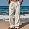 thumbnail image 2 of BRANROY Men's Cotton Linen Athletic Pants Loose Fit Breathable Casual Sports Trousers for Men Running Gym,Beige L, 2 of 4