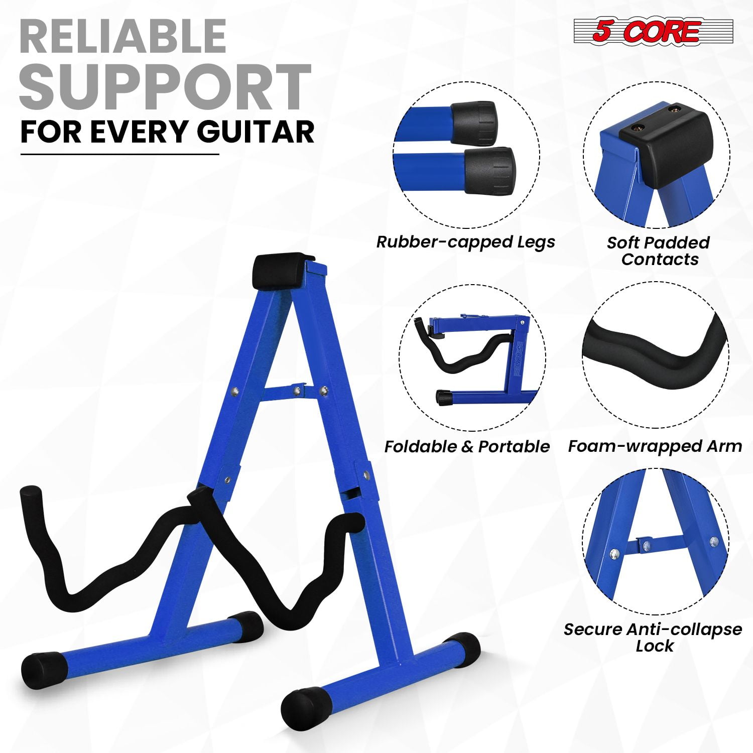 Guitar Stand 2 Pack A Frame w Soft Foam Arm Non Slip Rubber for Acoustic Electric Bass